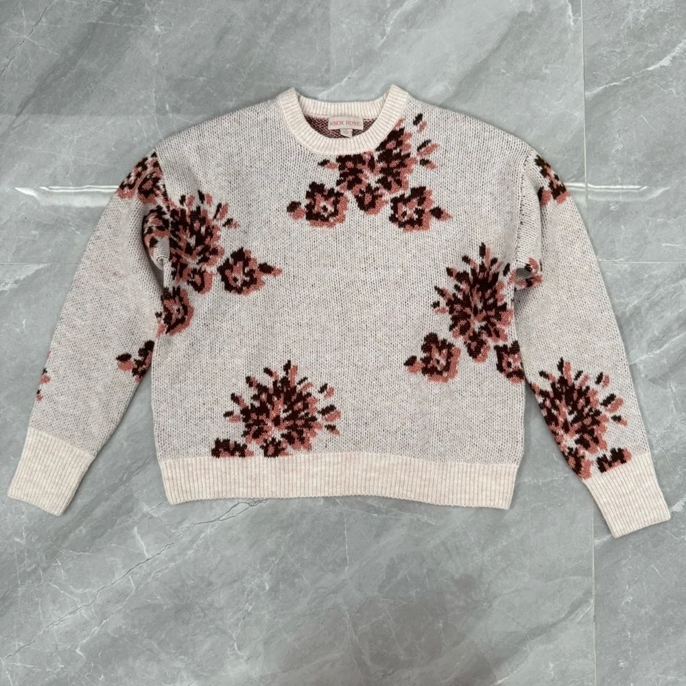 Women’s Knox Rose Floral Crew Neck Pullover Long Sleeve Sweater Size XS